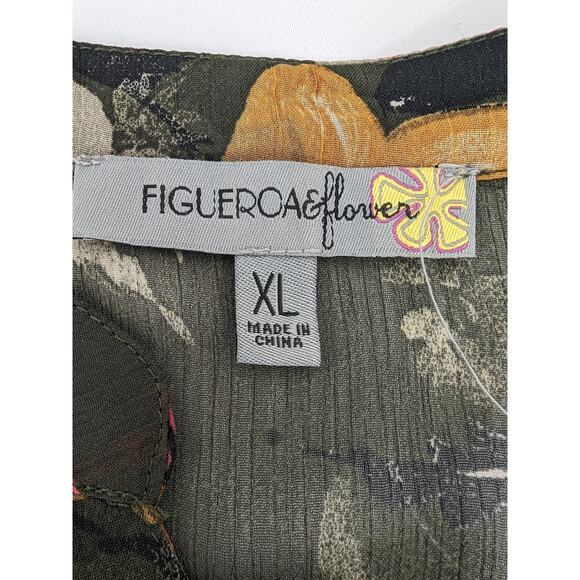 Figueroa & Flower Womens Wimsygoth Dark Floral Back‎ Button Up Top Sz XL Sheer - Picture 5 of 9